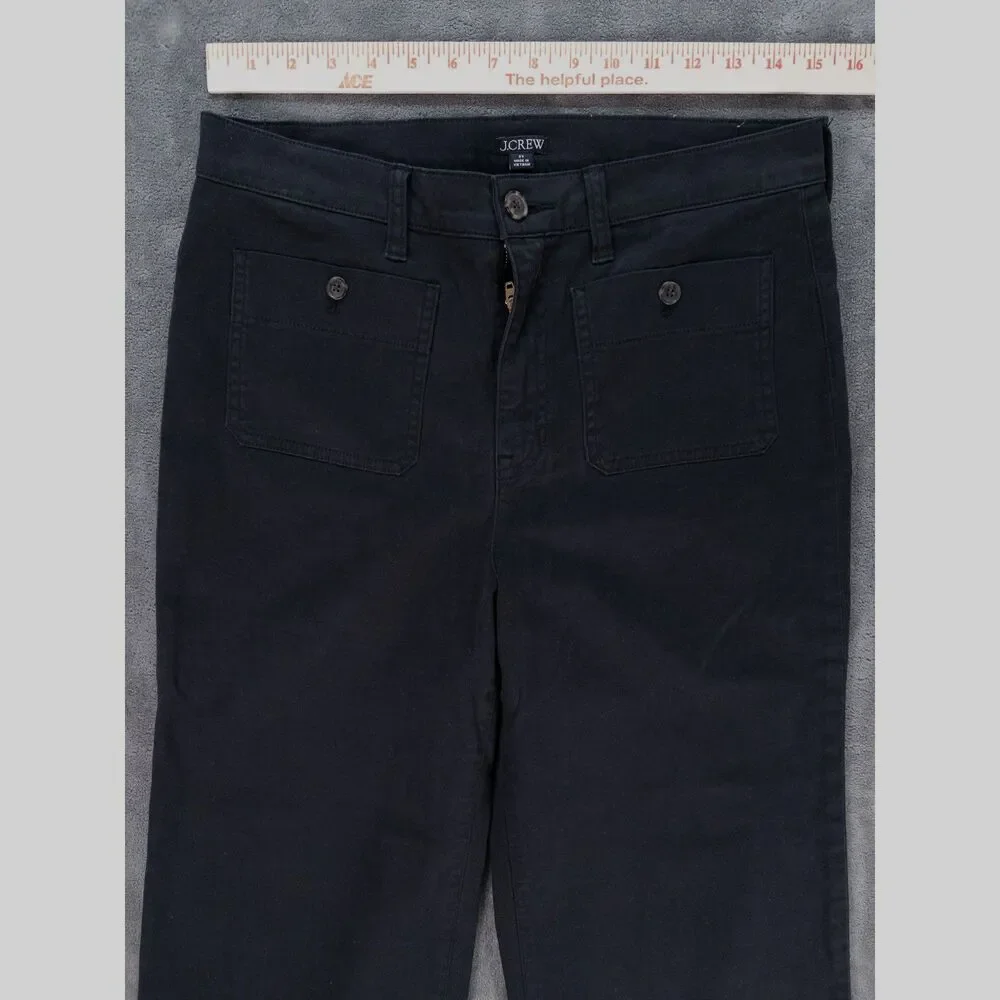 J.Crew Sailor Slim Wide Leg Chino Pants Womens 29 Black Cropped Patch Pockets